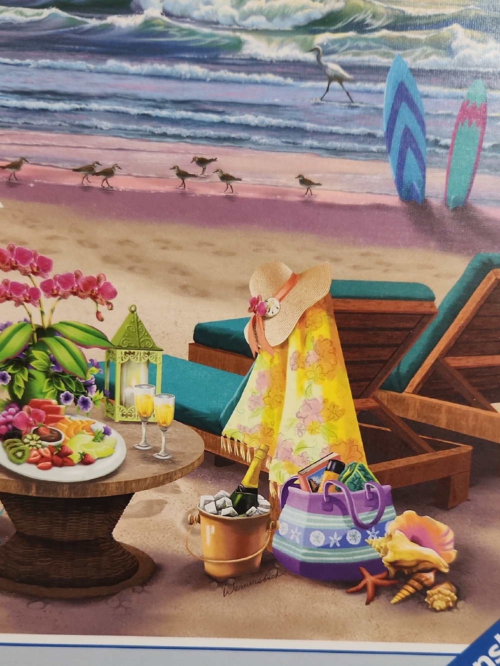 2 Ravensburger 500 Pc Puzzle Cabana Retreat Beach & Northern Lights Large Format - Picture 3 of 9